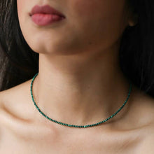 Load image into Gallery viewer, tiny green malachite beaded necklace
