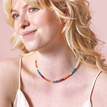 Load image into Gallery viewer, rainbow rondelle stone beaded necklace
